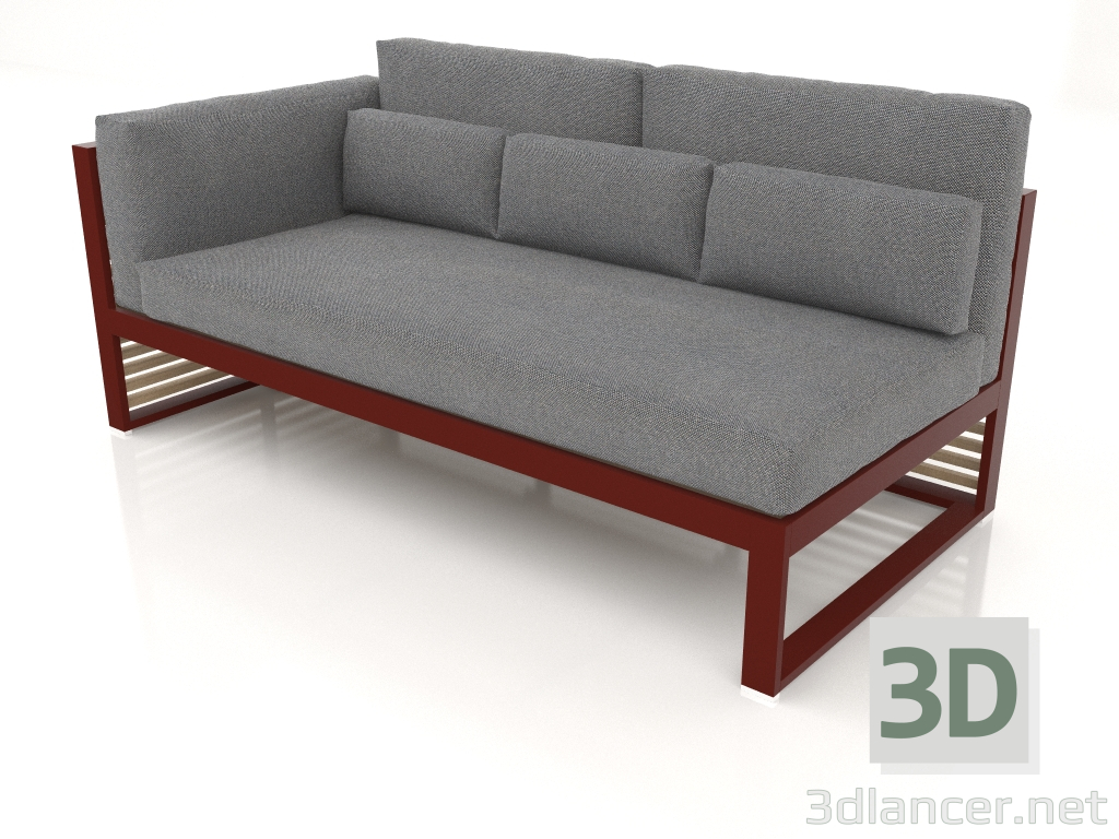 Modelo 3d Sofá modular, secção 1 esquerda, encosto alto (Vinho tinto) - preview