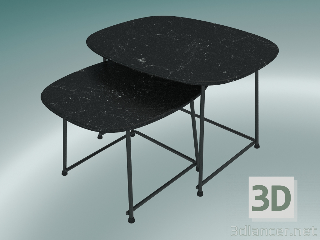 3d model Tables CUP lounge tables (9100-51, HPL marmor 10mm nero marquinia, powder-coated black) - preview