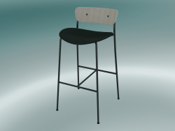 Bar stool Pavilion (AV10, H 95cm, 50x52cm, Lacquered oak, Velvet 1 Forest)