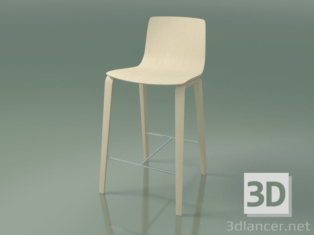 3d model Bar chair 5901 (4 wooden legs, white birch) - preview