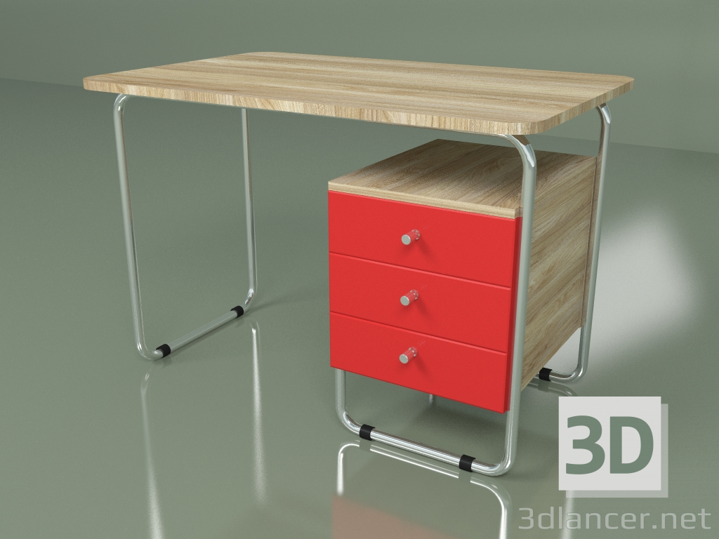 Modelo 3d Mesa de trabalho (vermelha) - preview