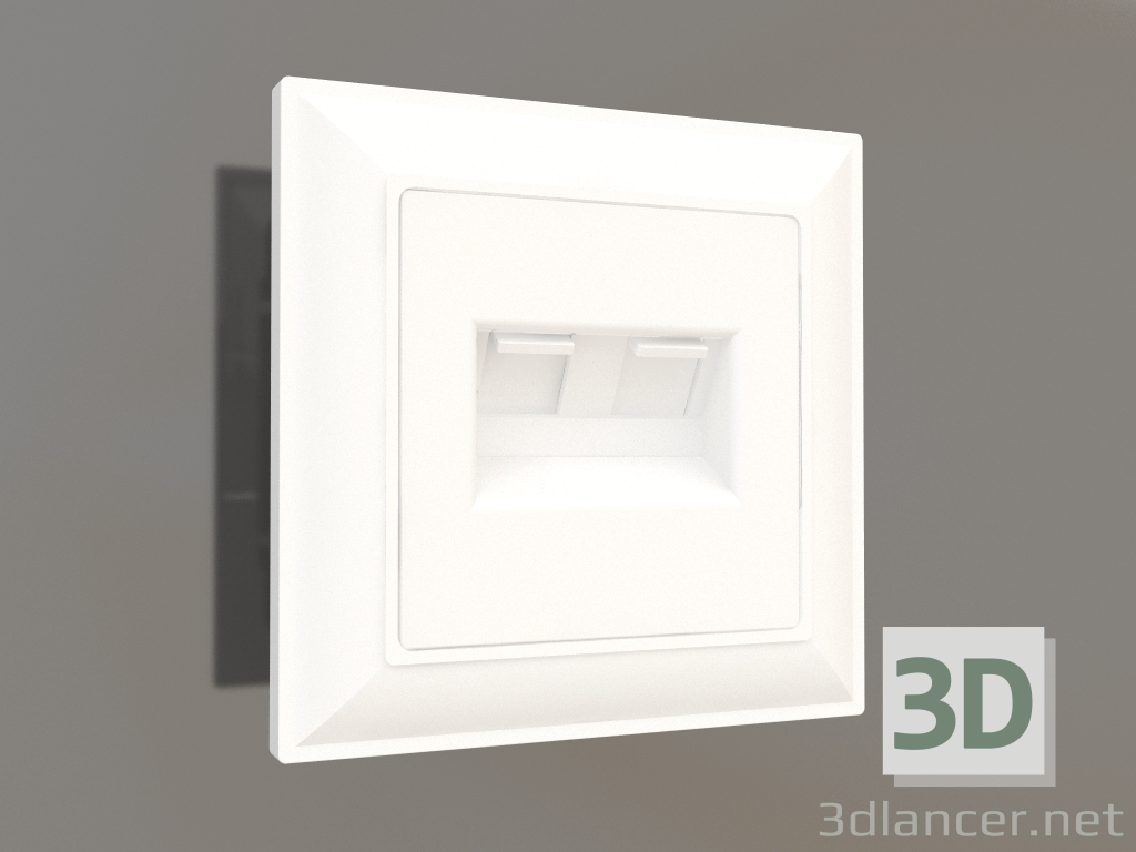 modello 3D Doppia presa Ethernet RJ-45 (bianco lucido) - anteprima