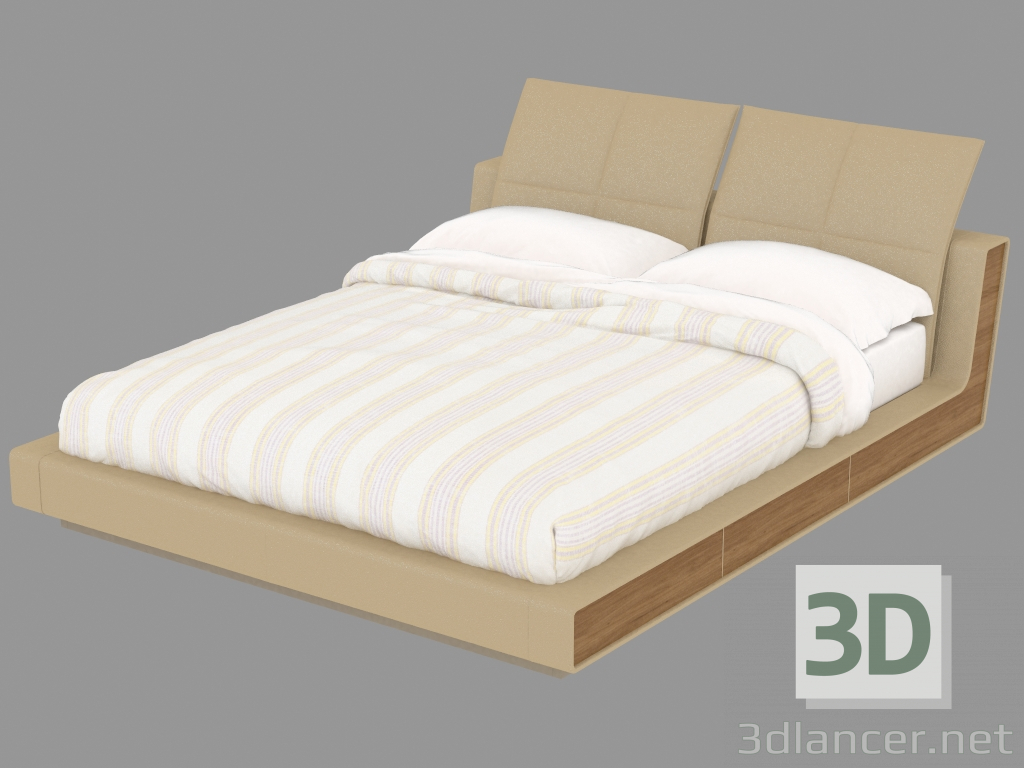 Modelo 3d Cama de casal com estofamento de couro Sama - preview