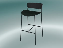 Bar stool Pavilion (AV10, H 95cm, 50x52cm, Black lacquered oak, Velvet 1 Forest)