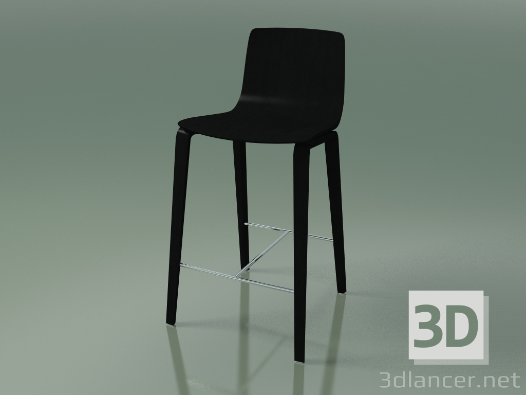 3d model Silla de bar 5901 (4 patas de madera, abedul negro) - vista previa