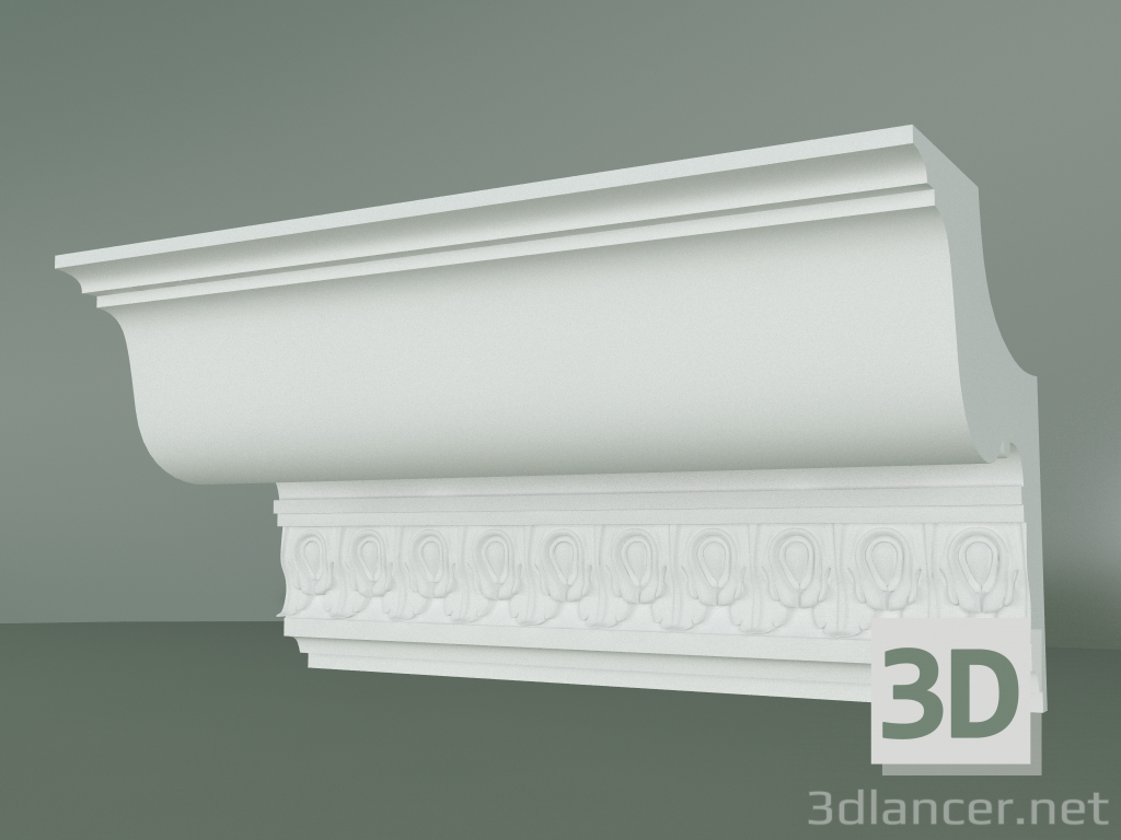 modello 3D Cornicione in gesso con ornamento KV081 - anteprima