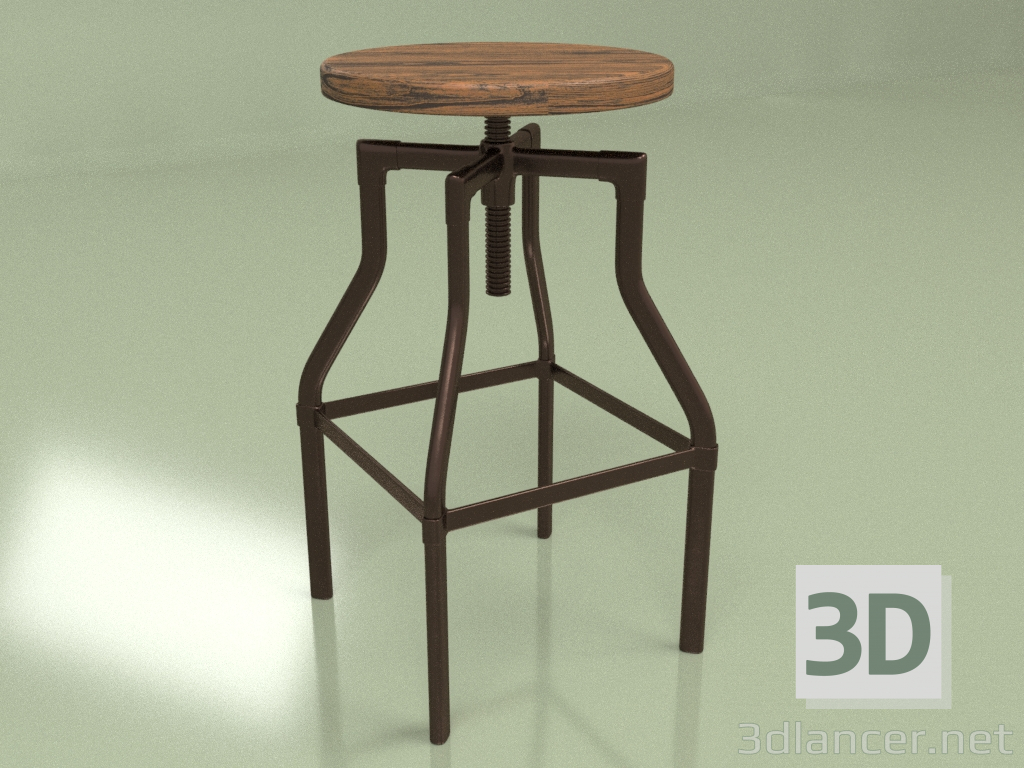 Modelo 3d Banco de bar Machinist (cinza maciça, cobre antigo) - preview