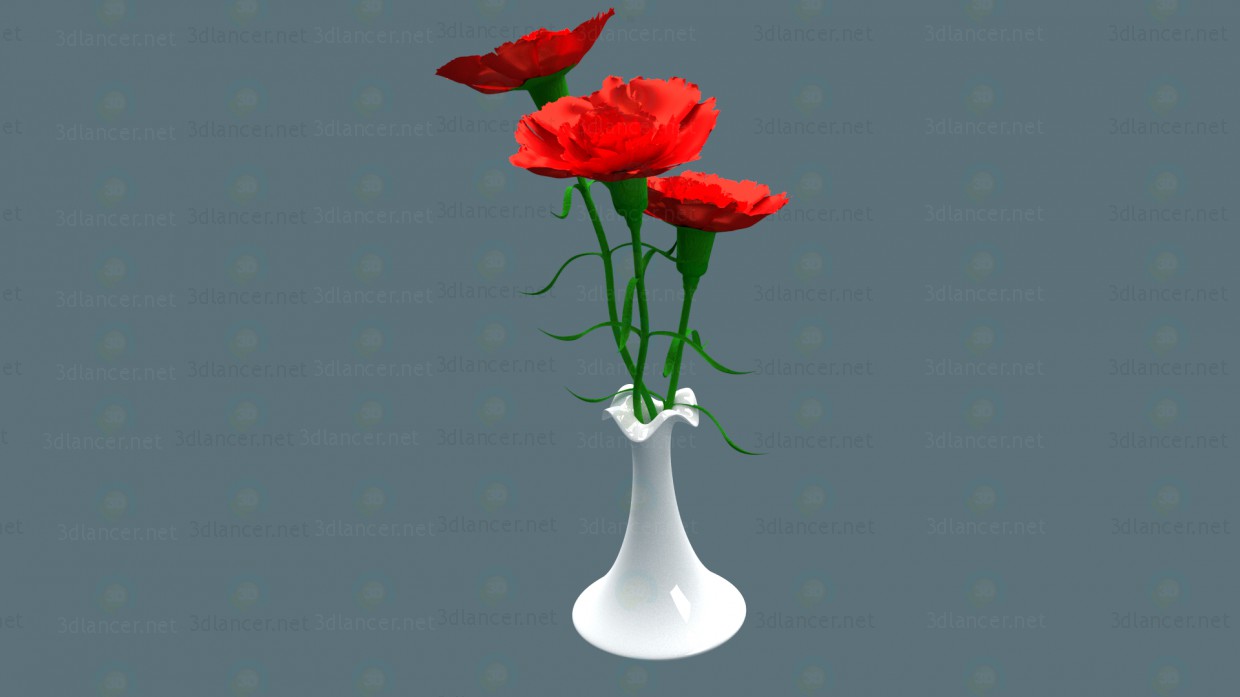 3d model Claveles en florero - vista previa