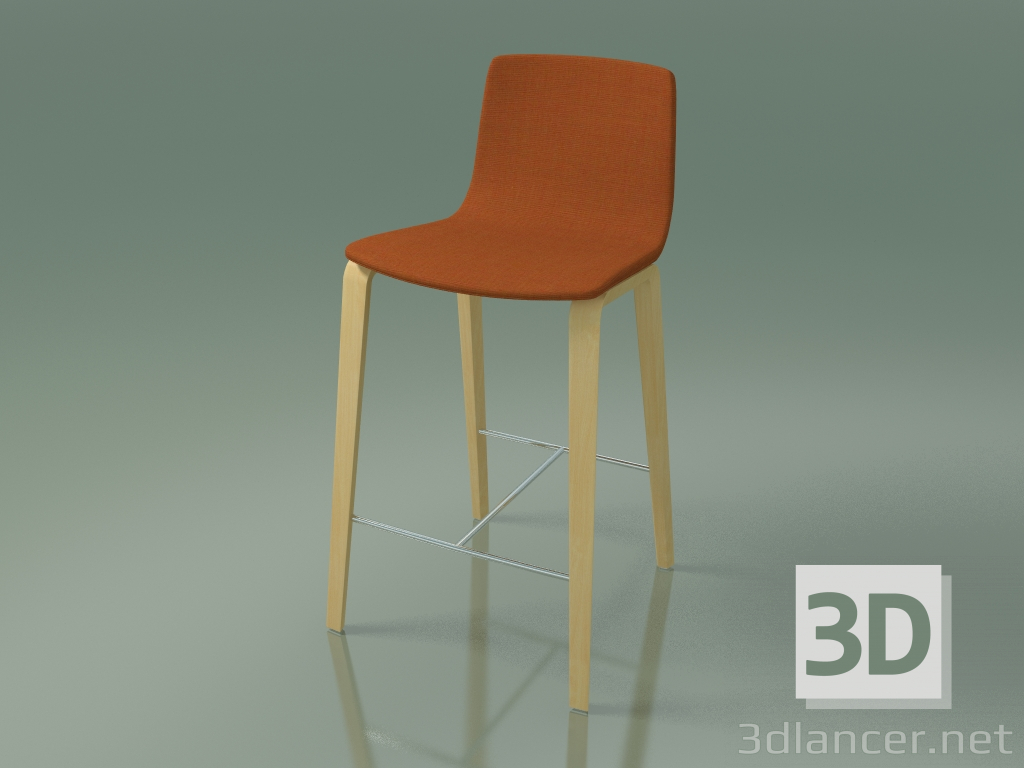 modèle 3D Chaise de bar 5902 (4 pieds en bois, rembourrée, bouleau naturel) - preview