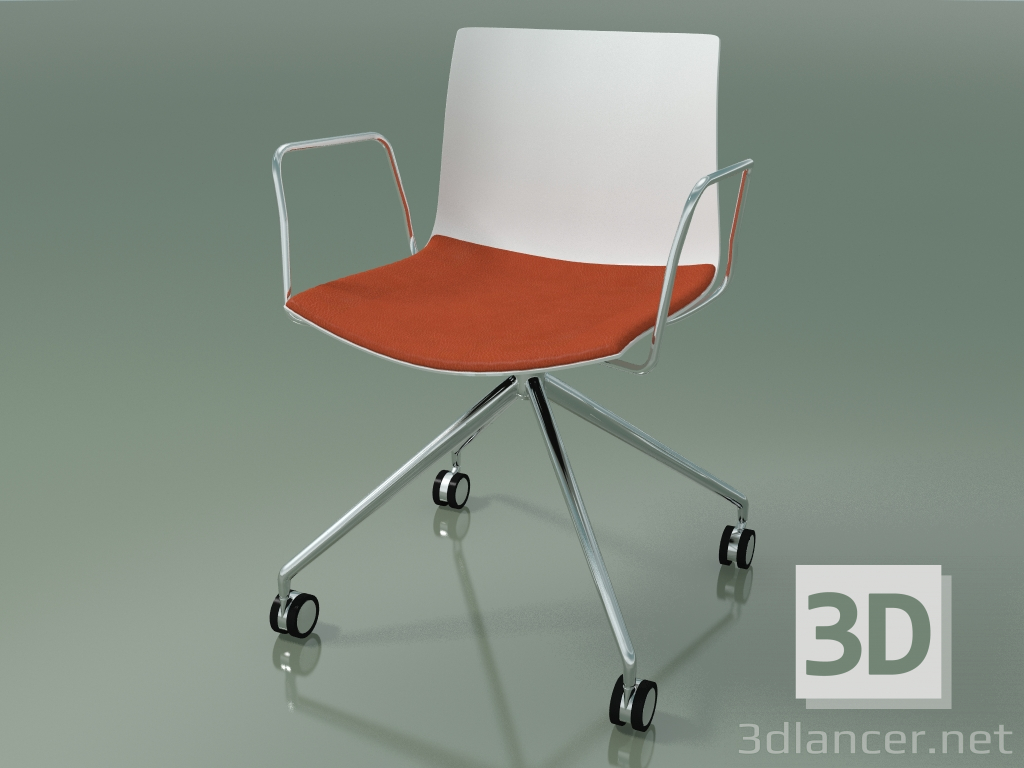 3d model Silla 0290 (4 ruedas, con reposabrazos, LU1, con cojín de asiento, PO00101) - vista previa