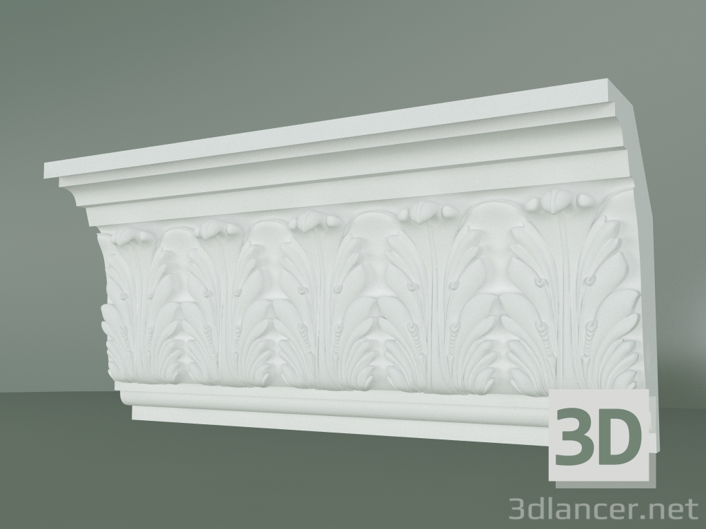 modello 3D Cornicione in gesso con ornamento KV089 - anteprima