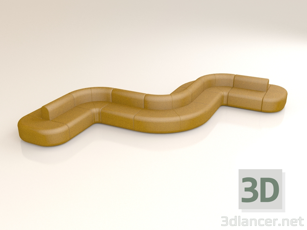 modello 3D Divano Artiko Divano Doppio AT18 (5250x5250) - anteprima