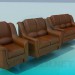 3d model Sofá con silla - vista previa