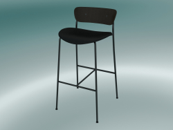 Banqueta de bar Pavilion (AV10, A 95cm, 50х52cm, Noz, Couro - Seda preta)