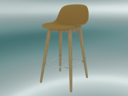 Silla de bar con base de madera y respaldo de fibra (H 65 cm, roble, ocre)