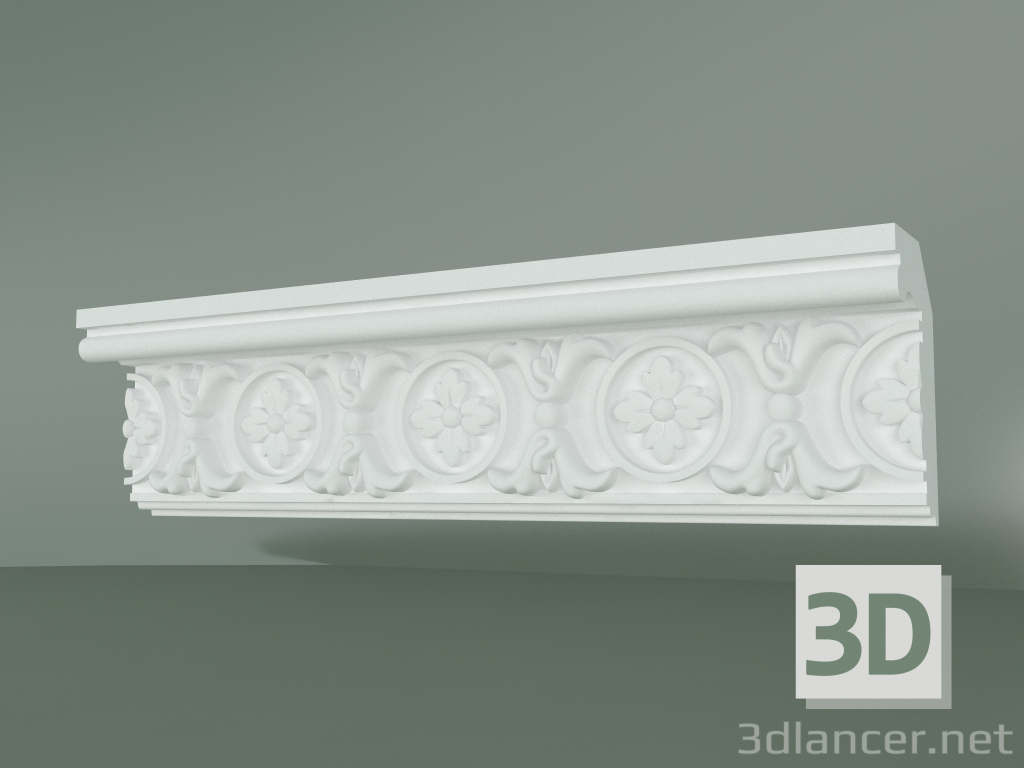 Modelo 3d Cornija de gesso com ornamento KV004 - preview