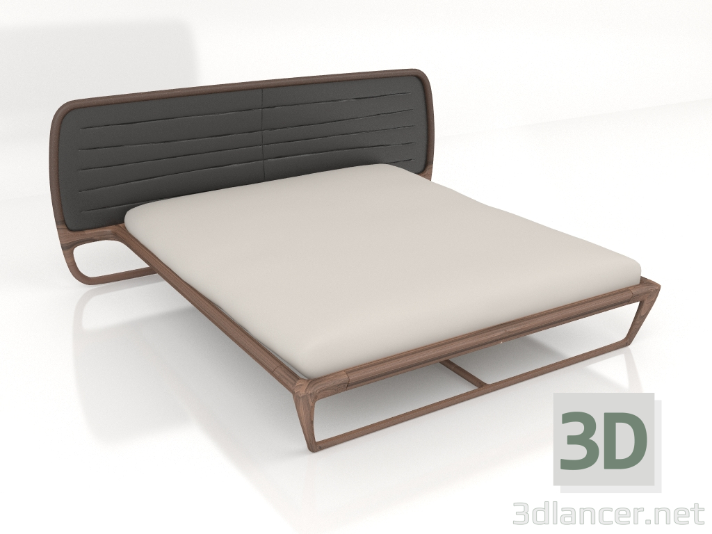 Modelo 3d Cama de casal com cabeceira de couro Valentina - preview