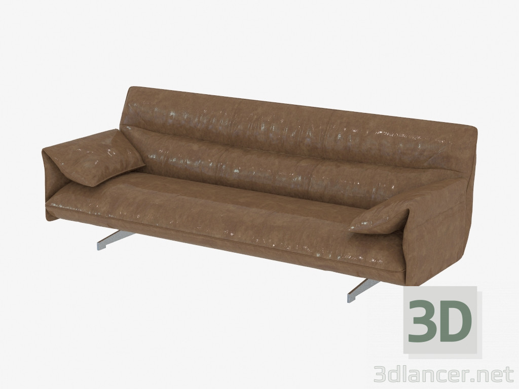 3d model sofás de cuero triple - vista previa