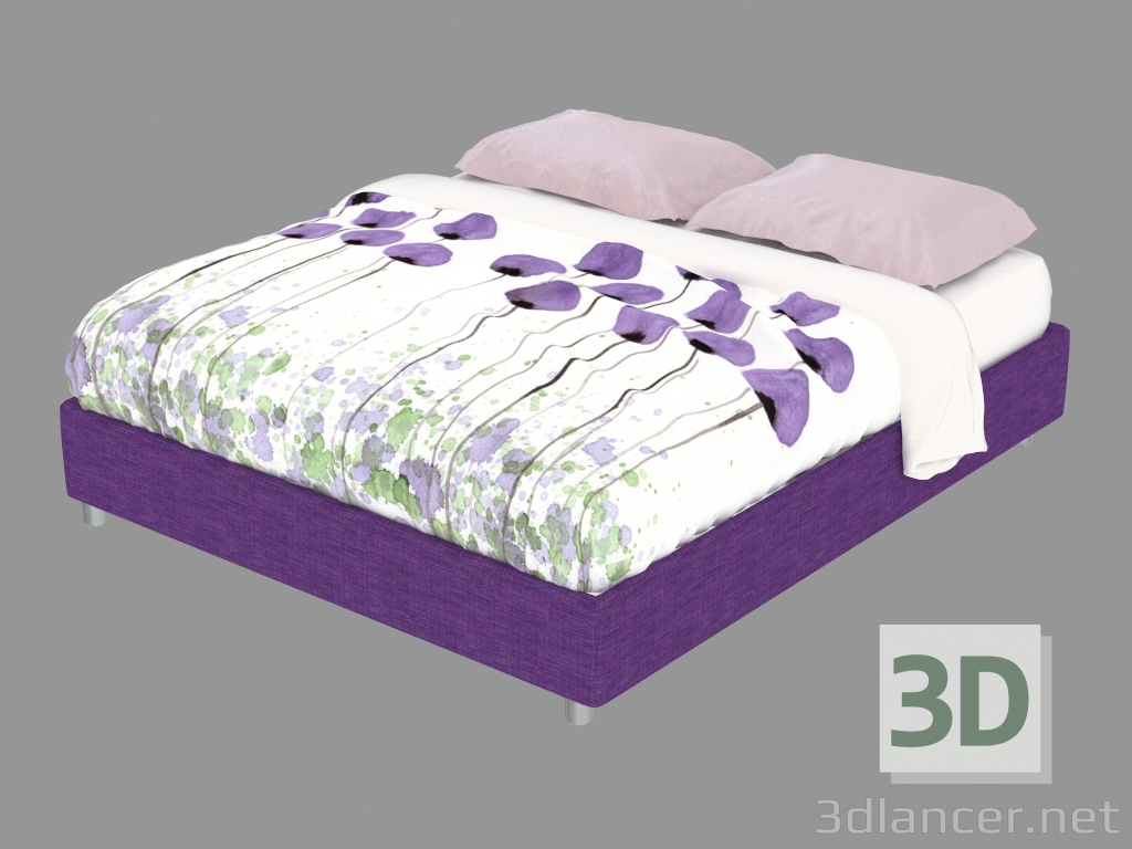 Modelo 3d Cama de casal com secção de arrumação Sommier - preview