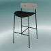 modèle 3D Tabouret de bar Pavilion (AV10, H 95cm, 50x52cm, Chêne laqué, Cuir - Soie noire) - preview