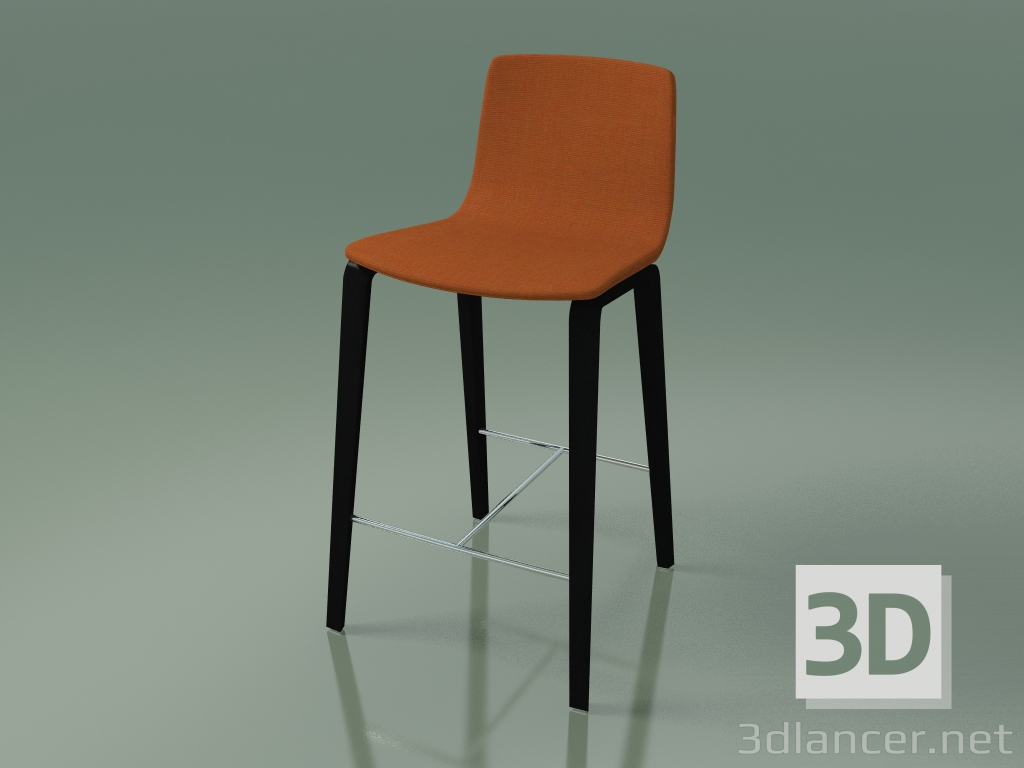 3d model Silla de bar 5902 (4 patas de madera, tapizada, abedul negro) - vista previa