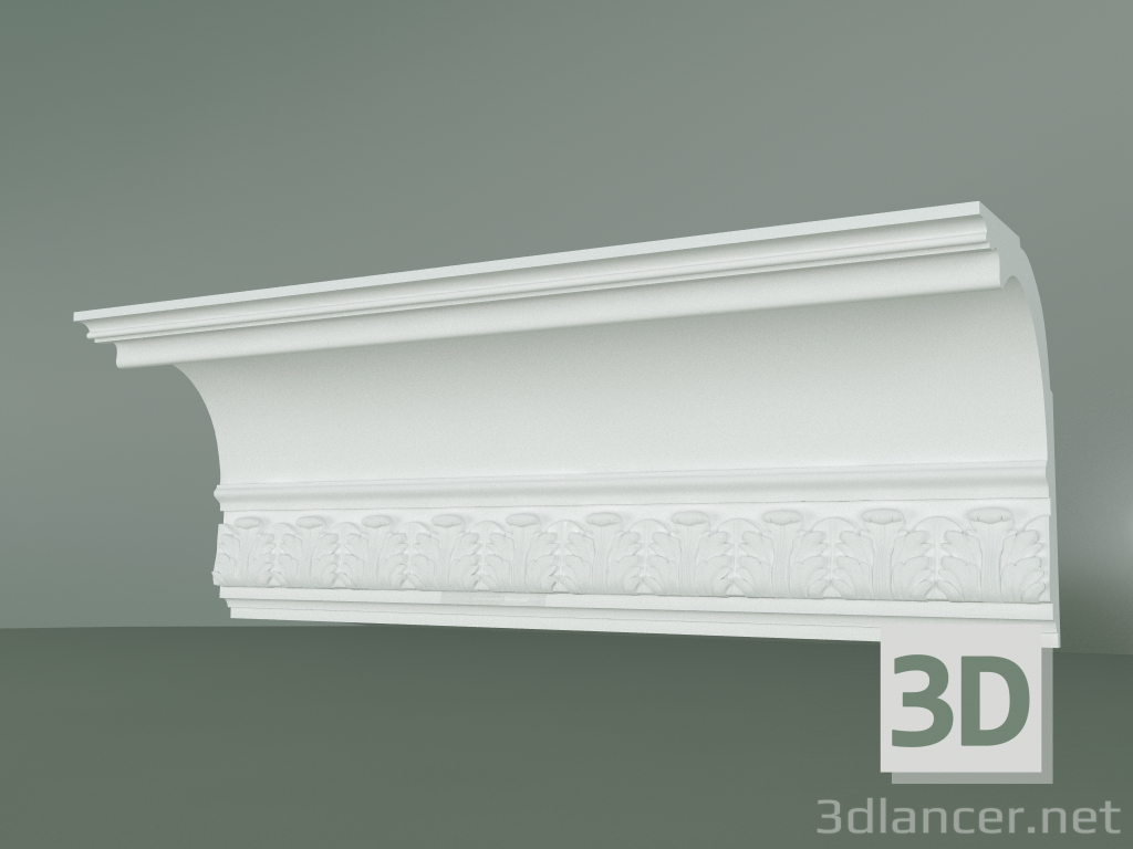 modello 3D Cornicione in gesso con ornamento KV011 - anteprima