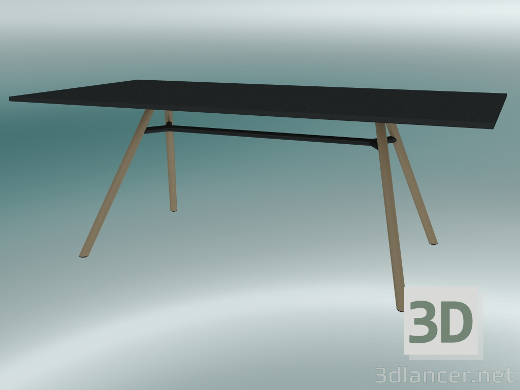 modèle 3D Table MART (9820-01 (100x200cm), H 73cm, noir HPL, frêne naturel d’aluminium plaqué) - preview