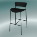 modèle 3D Tabouret de bar Pavilion (AV10, H 95cm, 50x52cm, Chêne teinté noir, Cuir - Soie noire) - preview