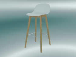 Silla de bar con base de madera y respaldo de fibra (H 75 cm, roble, blanco)