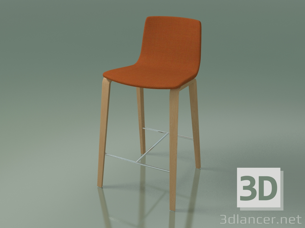 3d model Silla de bar 5902 (4 patas de madera, tapizada, roble) - vista previa