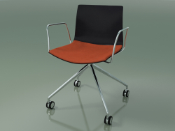 Silla 0290 (4 ruedas, con reposabrazos, LU1, con cojín de asiento, PO00109)