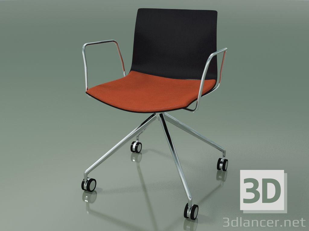 3d model Silla 0290 (4 ruedas, con reposabrazos, LU1, con cojín de asiento, PO00109) - vista previa