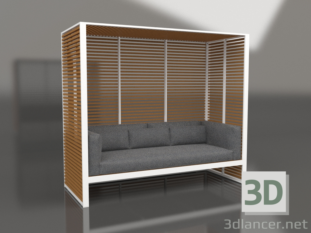 Modelo 3d Sofá Al Fresco com moldura de alumínio em madeira artificial (Branco) - preview