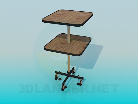 3d model Two-tier table on wheels - preview