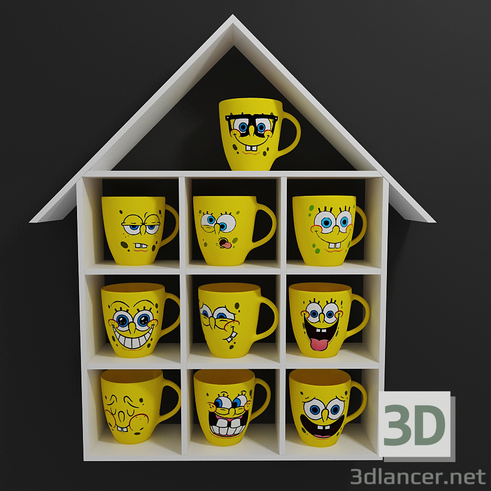 3d model tazas - vista previa