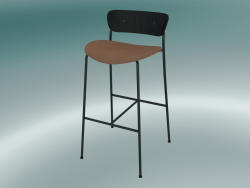 Banqueta de bar Pavilion (AV10, H 95cm, 50x52cm, carvalho manchado preto, couro - conhaque seda)