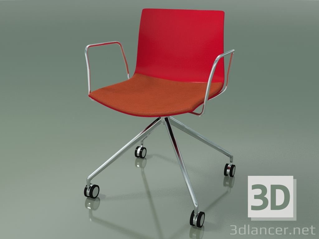 3d model Silla 0290 (4 ruedas, con reposabrazos, LU1, con cojín de asiento, PO00104) - vista previa