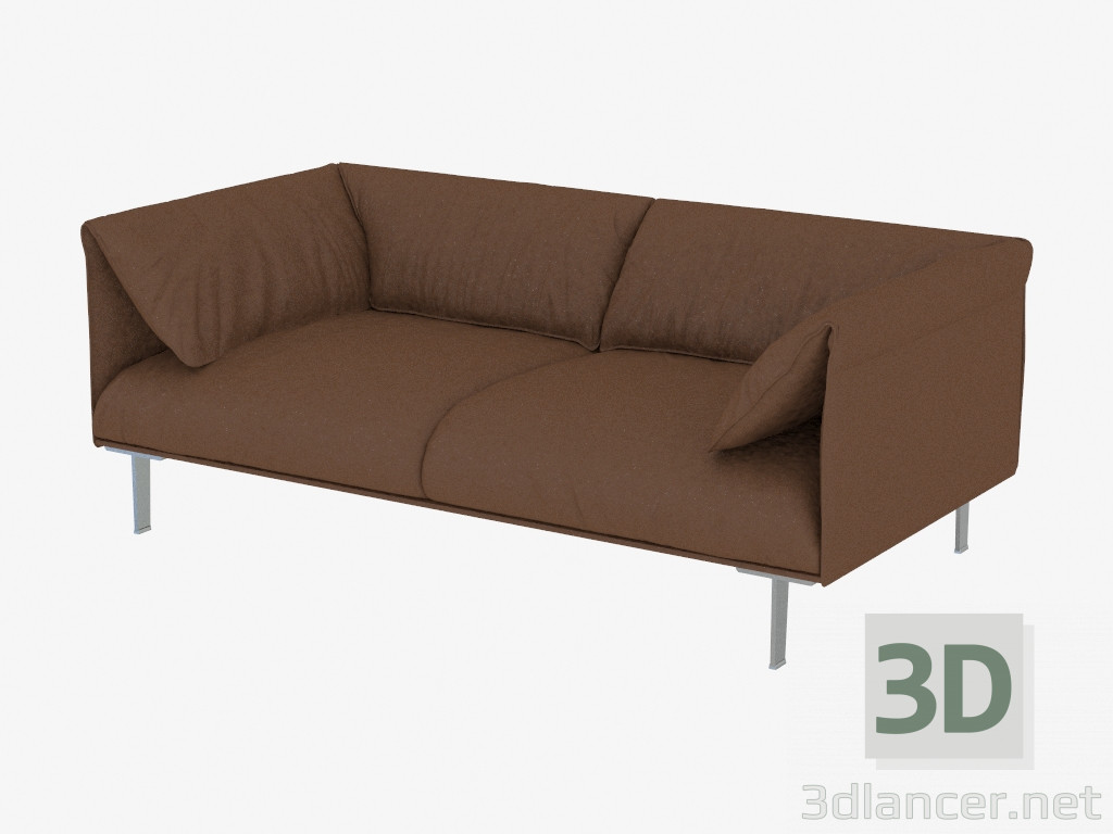 3d model Sofa brown leather double - preview