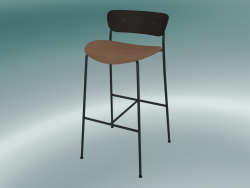 Tabouret de bar Pavilion (AV10, H 95cm, 50х52cm, Noyer, Cuir - Soie Cognac)