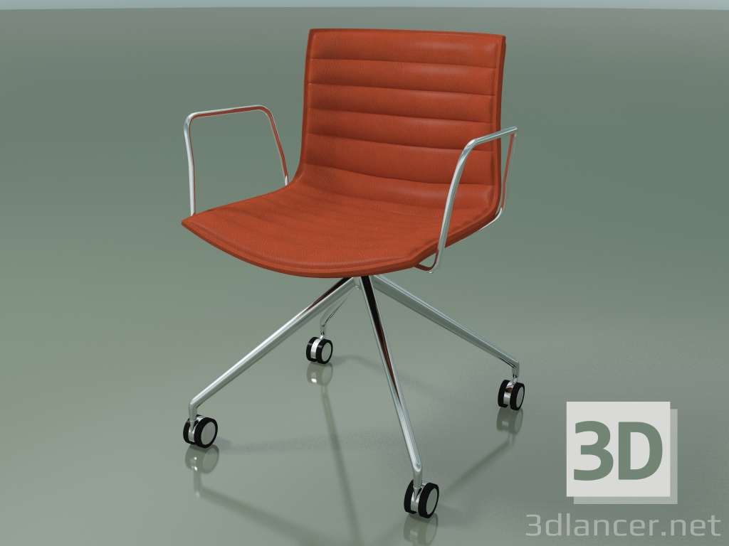 modello 3D Sedia 0376 (4 ruote, con braccioli, LU1, con rivestimento in pelle) - anteprima