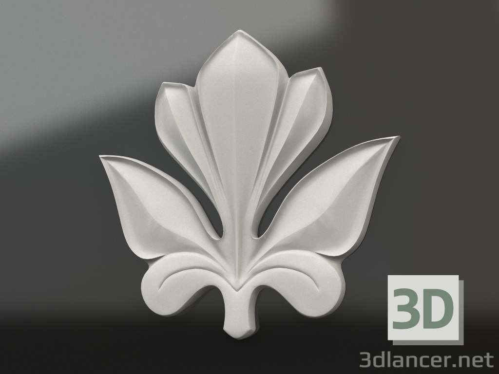 3d model Decorative plaster element DE 011 2 (50x50) - preview