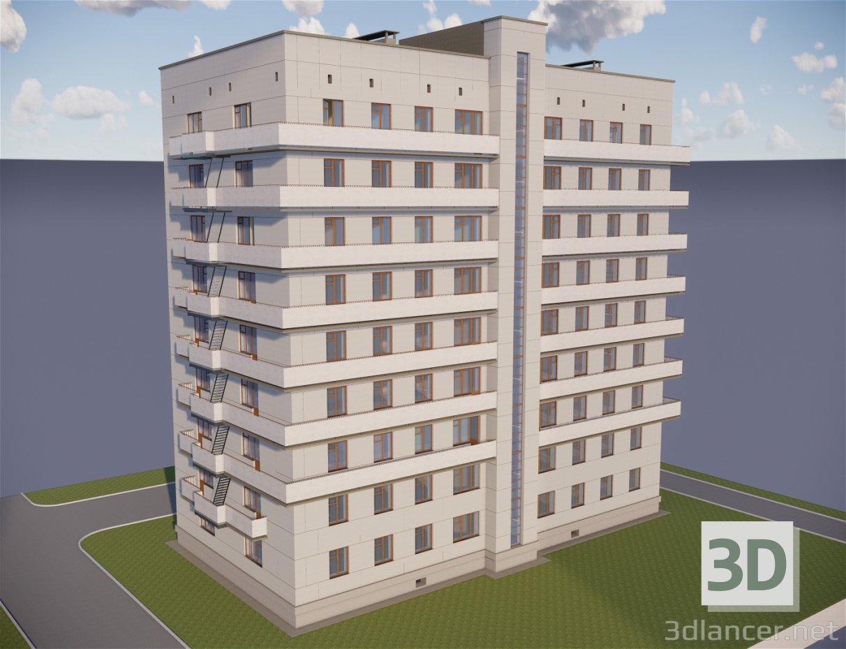 modello 3D di Serie Khrushchev a nove piani 86-011 comprare - rendering