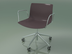 Silla 0213 (5 ruedas, con reposabrazos, cromo, polipropileno PO00404)