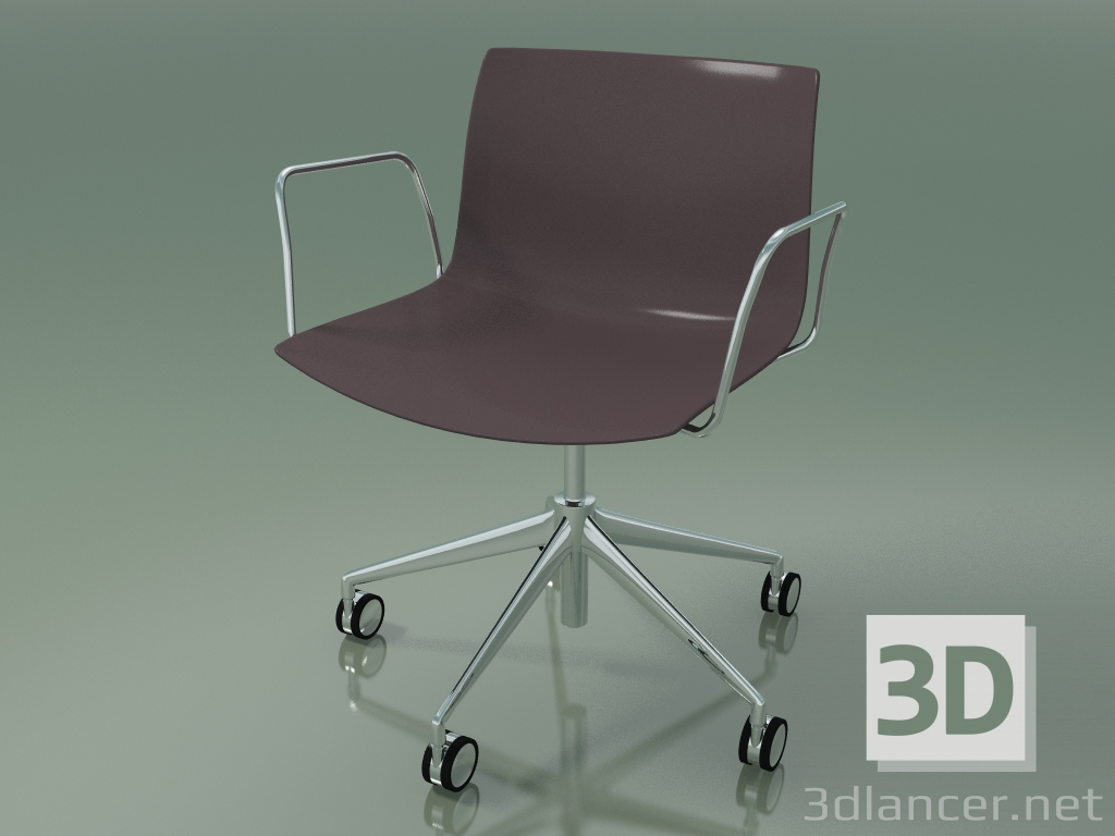 3d model Silla 0213 (5 ruedas, con reposabrazos, cromo, polipropileno PO00404) - vista previa