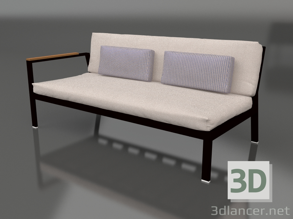 3d model Módulo sofá sección 1 izquierda (Negro) - vista previa