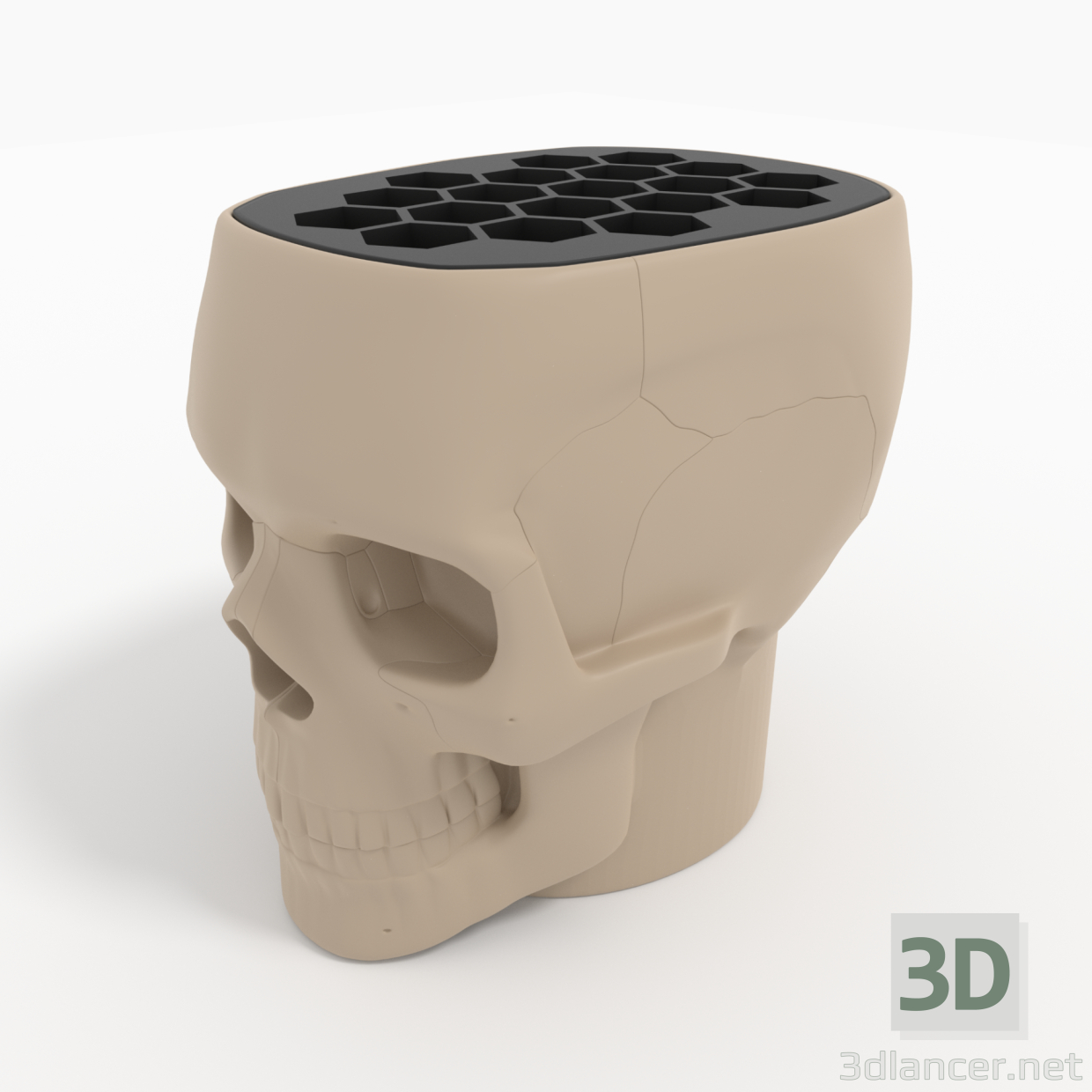 3d model SKULL PEN HOLDER - preview