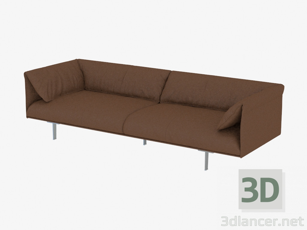 3d model Brown leather sofa triple - preview