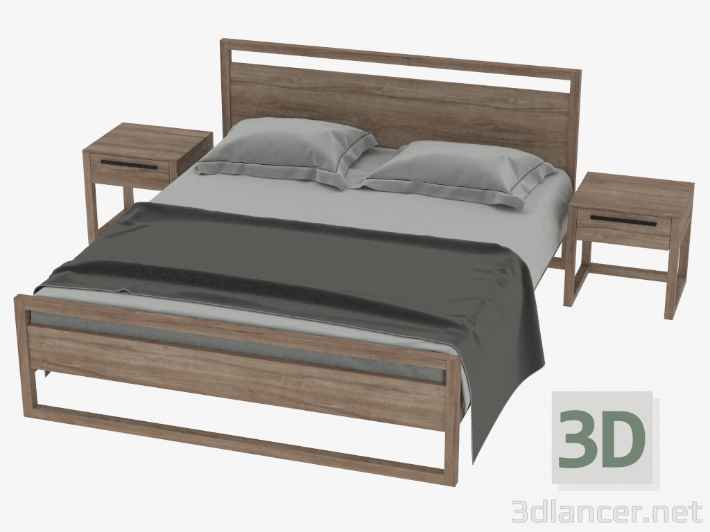 3d model Cama marco de la luz TECA - vista previa