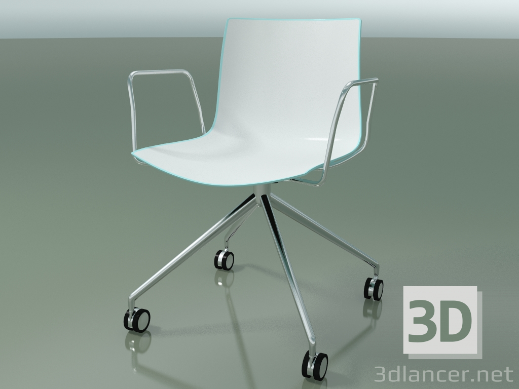 3d model Silla 0369 (4 ruedas, con reposabrazos, LU1, polipropileno bicolor) - vista previa