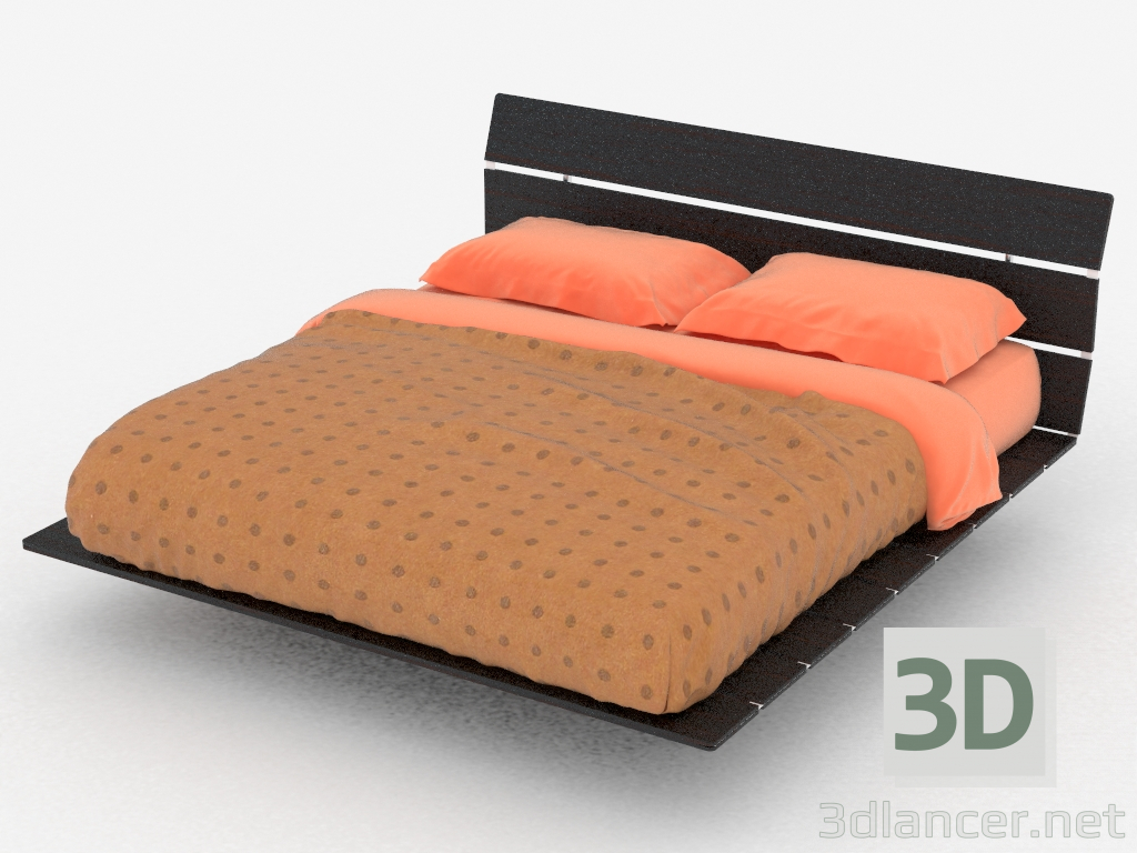 Modelo 3d Cama de casal em estilo oriental Tadao - preview